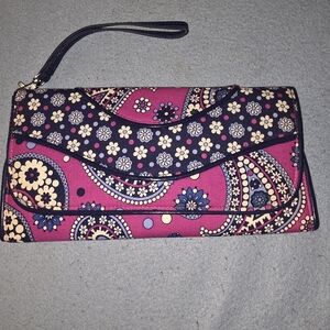 Vera Bradley Pink and Navy Floral Wristlet
